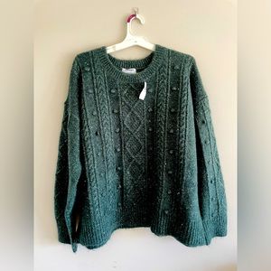 NWT Old Navy Cable Knit Sweater, Dark Green